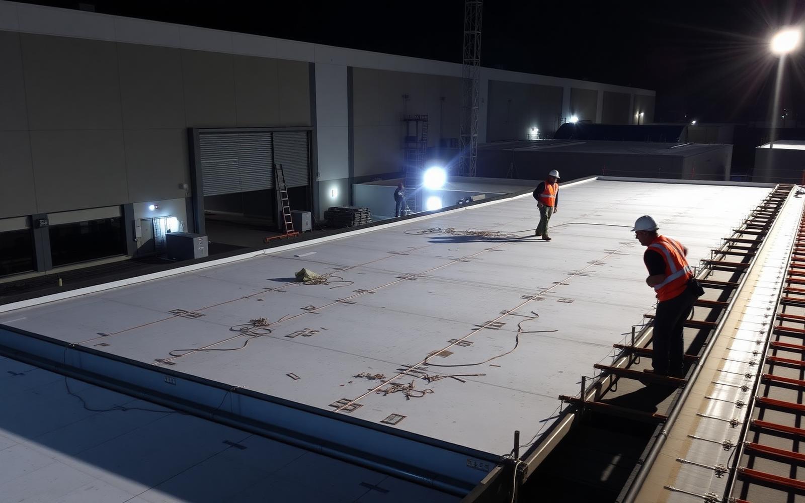 Commercial roofing job site
