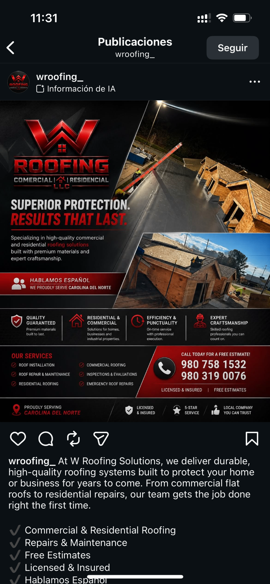 Recent commercial roofing project